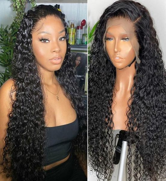 Água brasileira Curly 13x4 Lace Front Human Hair Wigs 26 28 30 Pinch Wake Deep Long Frontal Wig para Black Women8803639