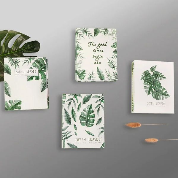 Art Foto Álbum Slip no caso com 100 bolsos 6 x 4 polegadas - Family Friends Memories Photography Albums Book - Green Leaves