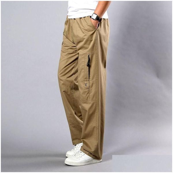 Pantaloni maschili uomini estivi per le tasche sport di cotone sport maschili sciolti sciolto tasche late