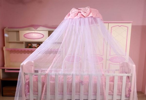 Babybettkrippe Dome Baldachin Netz für Jungen Mädchen Prinzessin Hanging Moskitonetz mit Bowknot Dekor für Schlafzimmer Insekt Schutz ME6917340