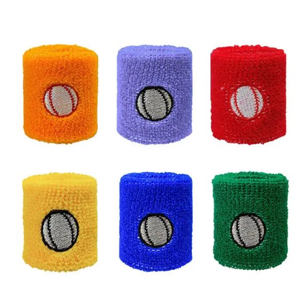 6pcs Sports Bandas de moletom de umidade Wicking Athletic Terry Ploth Kids Wrist for Football Tennis Basketball Gym