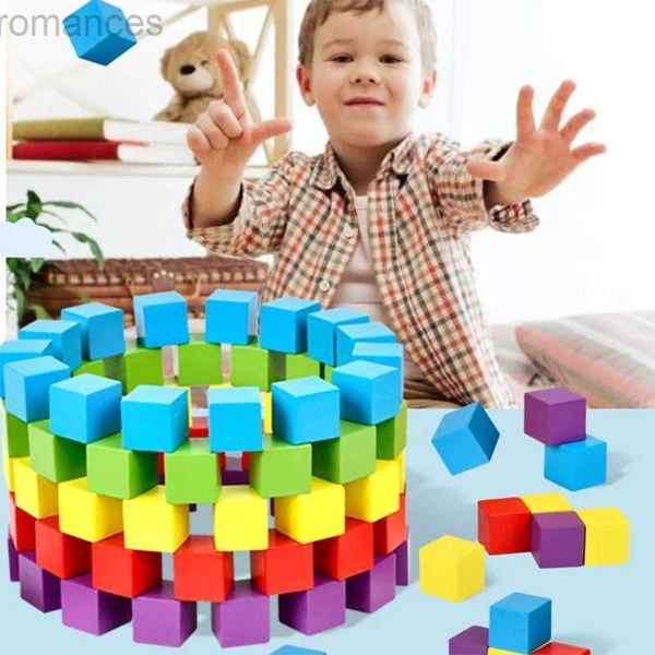 Magneti giocattoli magnetici 50/100 pezzi/set 2*2*2 cm Blocchi di costruzione di cubo in legno colorato giocattolo per bambini giocattoli educativi Squares Stack High Game Brick 240409