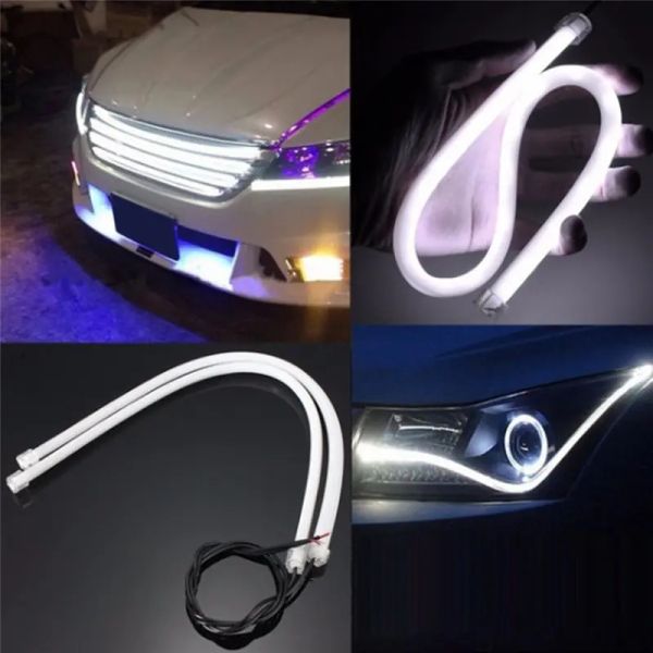 1pc 30cm Yumuşak LED şerit ışığı DRL Esnek LED Tüp Strip Gündüz Koşu Işıkları Dönüş sinyali melek gözleri araba stil singnal lamba