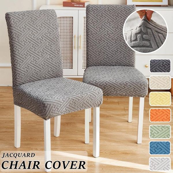 Coperchio di sedia Solid Jacquard Spandex Stretch Furniture Protector Anti-Dust Seat Coperchio per il banchetto della cucina El Office Home