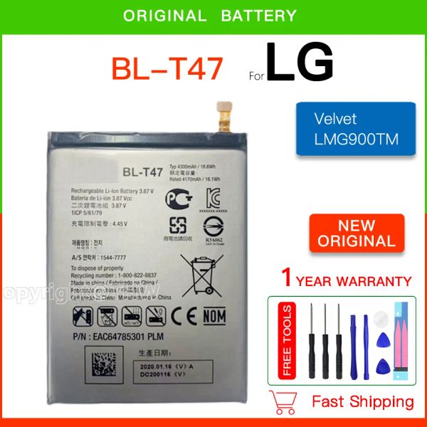 Bateria de substituição original BL-T47 4300mAh Bateria para LG Velvet LMG900TM VelVet 5G BL T47 +Ferramentas Free +Código de Trilha