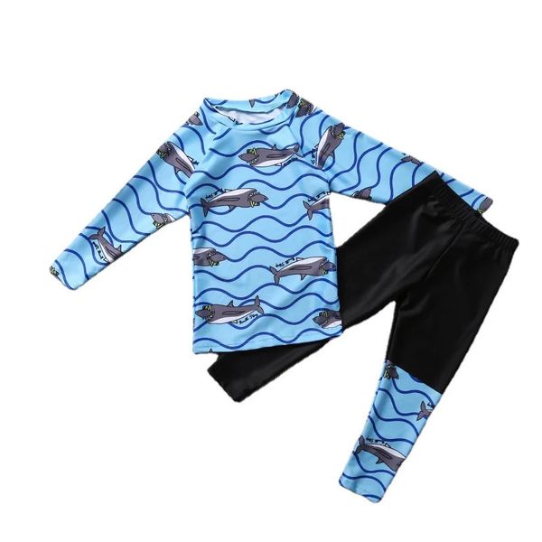 Boys Spalato Swimsuit Set 2-11y bambini Pantaloni a maniche lunghe Pantaloni per la protezione solare Suequestra da bagno BAMBINI BAMBINO SWIN SPORT SPORTS 240328