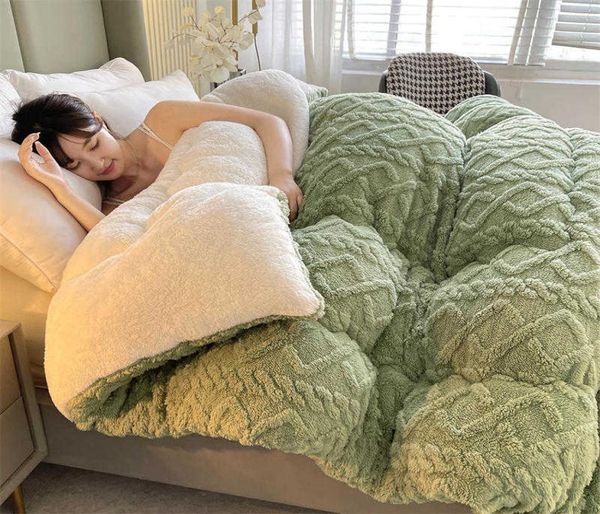 Bettdecke setzt eine neue super dicke Winter -Warmdecke für das Bett künstlicher Lammkaschmir Gewichtete Decken weich bequeme Wärme Qui5546008