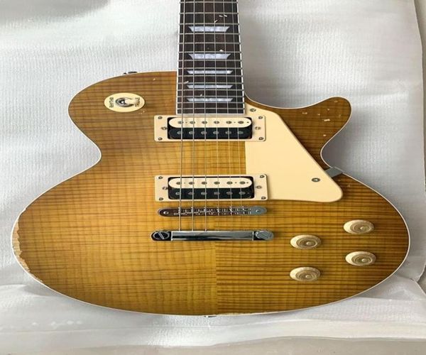 Koleksiyoncular 6 1959 Minnesota Patlamalı Heavy Relic Figürlü Akçaağaç Top Electric Guitar Tune O Matic Küçük Pin Köprüsü Zebra Pikapları TU8393050