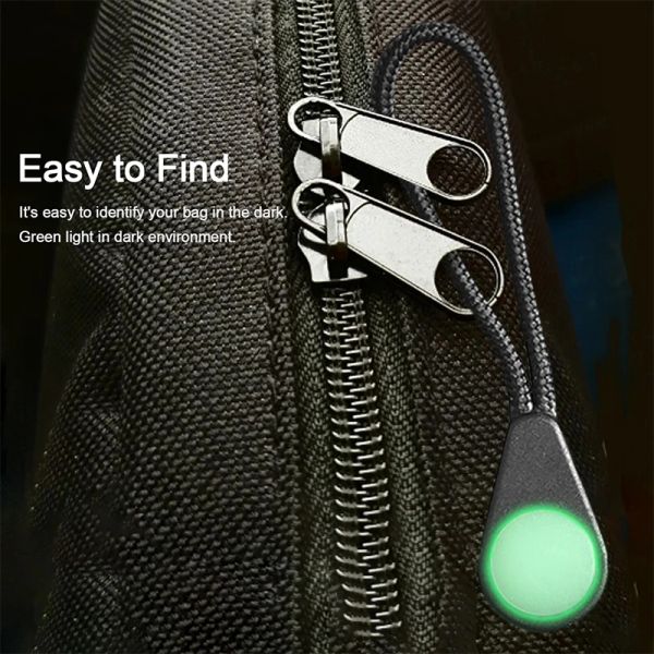 10pcs brilham na cabeça do zíper escuro Cabeça anti-penteada Luminous Pull Zippers Substacement Cord para pingente de barraca de mochila de casaco