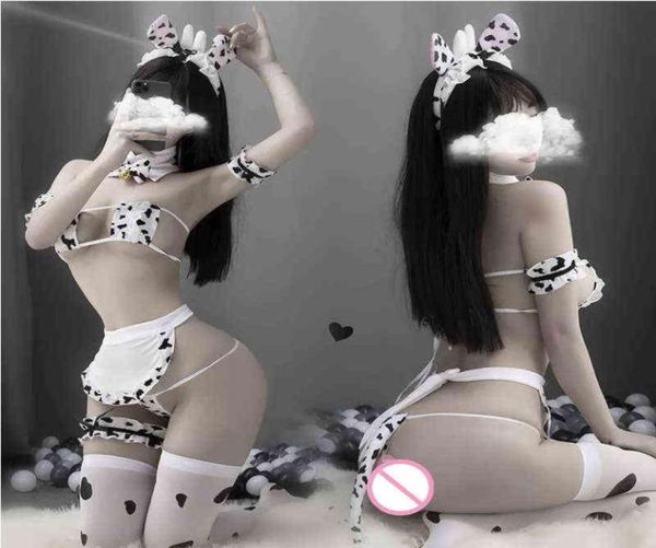 Mulheres sexy kawaii cow empregada cosplay lingerie definido elástico erótico flertar saia de sexo BDSM roupas de sexo para casais H2204254098083