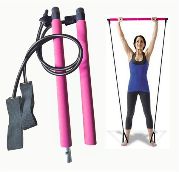 Stick multifunzionale con banda di resistenza Yoga Pull Rods PILATES BAR per palestra Fitness Body Building Allenamento Esercizio 2106249197414