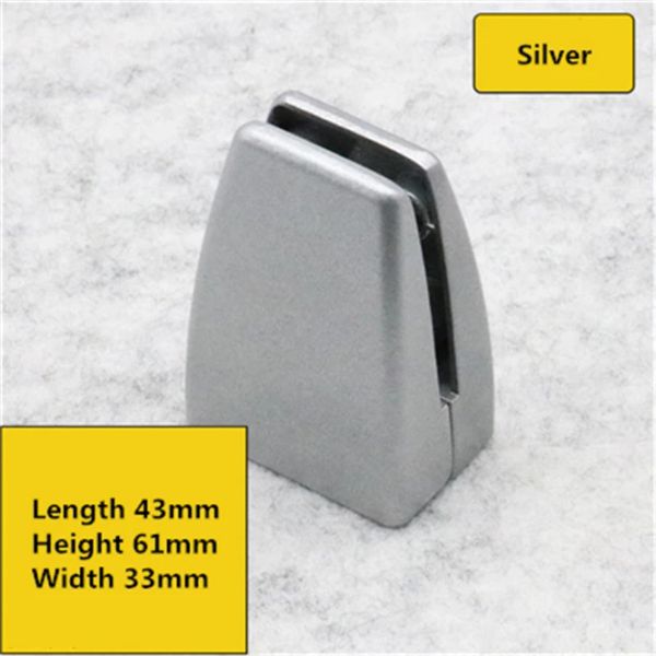 2pcs Schwarz Silber Aluminium Legierung Glasklammern Verstellbarer Büro -Screenclip -Clipboard -Glasschelfklemme Halterung Glashalter