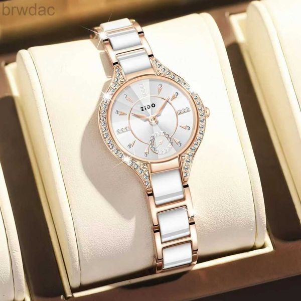 Женские часы часы для женщин бренд ретро легкие роскошные водонепроницаемые алмазные инкрустации высококачественных из нержавеющей стали женские модные часы 240409