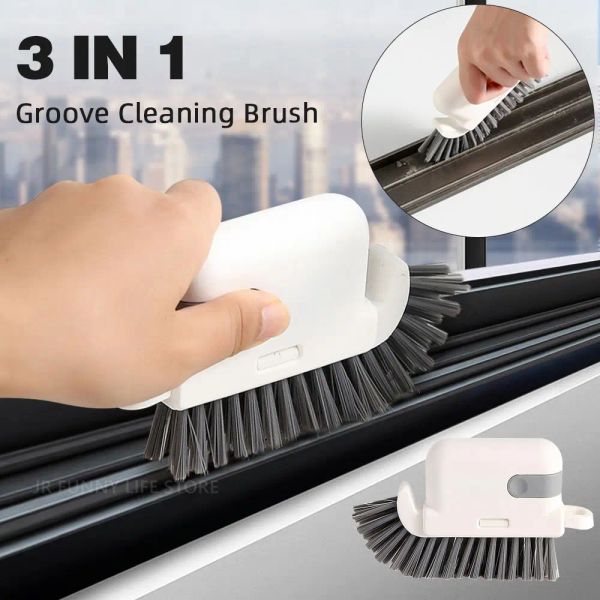 3 in 1 Fensternut Reinigung Pinsel Multifunktionales Fenster Slot Cleaner Haushaltspugel Reiniger Schiebetür Spurreinigungswerkzeug