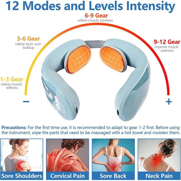 Новый перезаряжаемый массажер для шеи мини-удобный массажер с низкочастотным электрическим импульсом, подходящим для домашнего и наружного использования