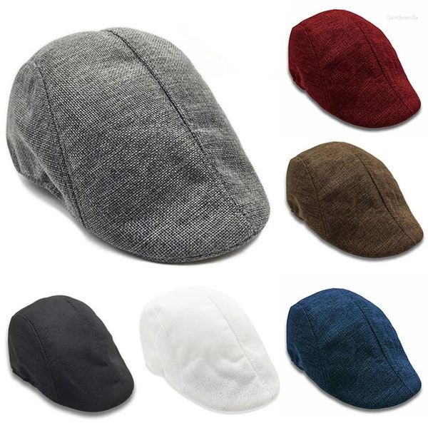 Berretti Fashion Caps piatti per uomini Vintage Solid Casual Autunno Beret Maschio Gatsby Regali British Duckbill Linen Cappelli