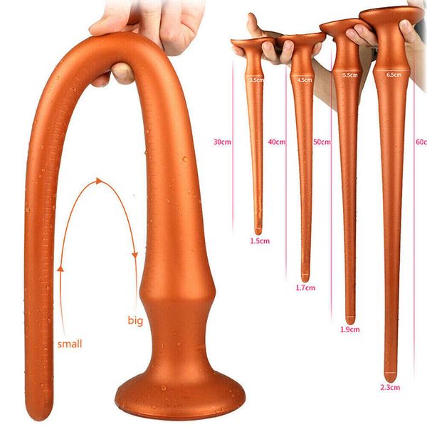 Super Long Silicone Butt Plug Anal Dildo Anus Masturbador Dilator Massagem Próstata Anal Plug adulto Toys sexy para homens Mulher gay