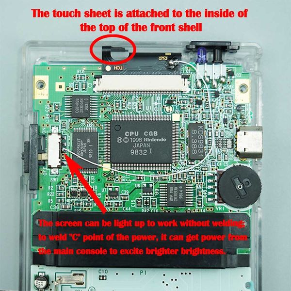 Yeni Renkler IPS V3 GBC için Değişken Işık İle Lamdlı LCD Ekran Kitleri Konut Kabuğu Kılıfı