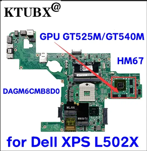 Scheda madre 714WC 0714WC per Dell XPS L502X Laptop Madono Dagm6CMB8D0 Motherboard HM67 GPU GT525M/GT540M 100% Lavoro di prova