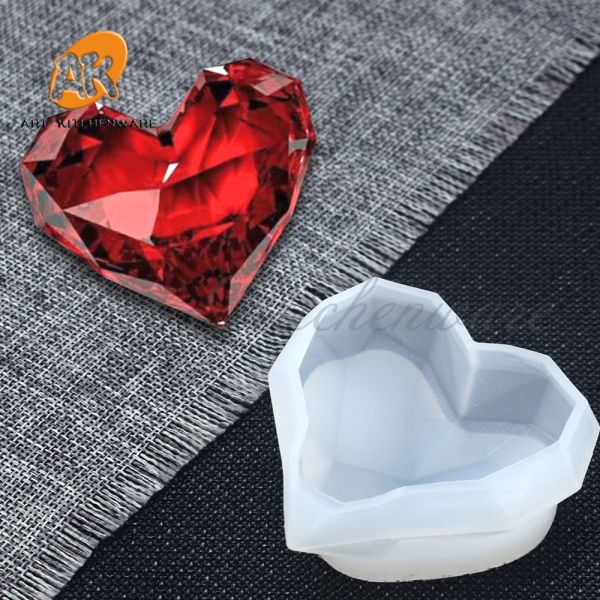 Molde de silicone em forma de coração 3D molde de cubo de gelo para o Dia dos Namorados Diy Clay Moldes de sabão Ferramentas de decoração de bolo Bakeware