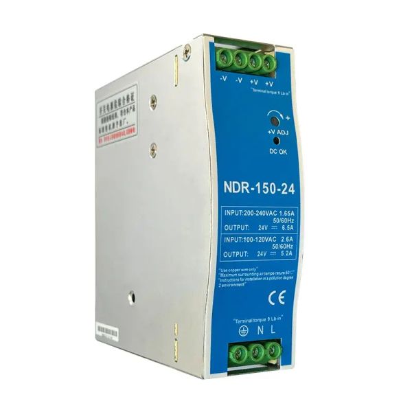 2.5A 12V 5.2A 24V NDR150W Industrial DIN Rail AC para DC Supplência de comutação de saída única DC Fonte de alimentação