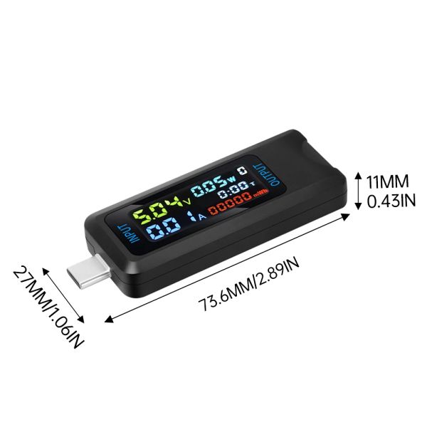 DC 4,5-36V Voltmeter Digitalspannungsstrom- und Kapazitätstester Amperemeter Detektor Power Bank USB Typ-C-Ladegerät Schnittstelle