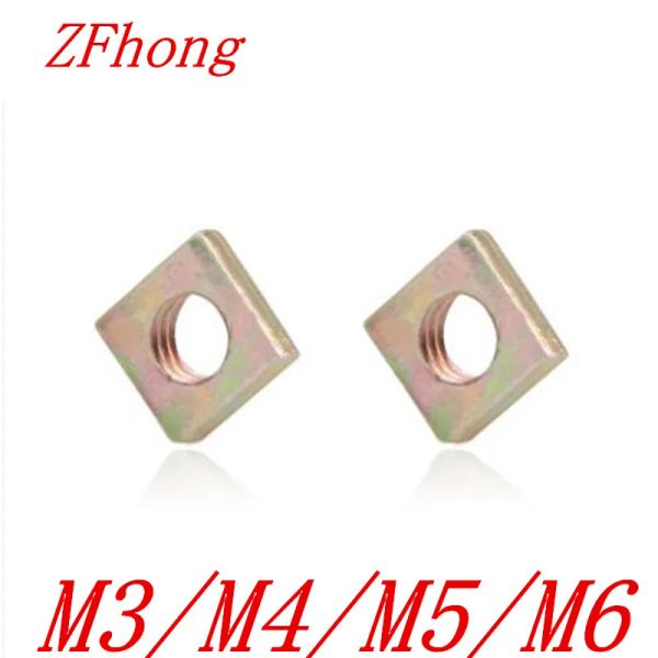 500-1000pcs all'ingrosso M3 M4 M5 M6 Din562 Dadi quadrati sottili da dadi quadrati in acciaio con colore zinco placcato
