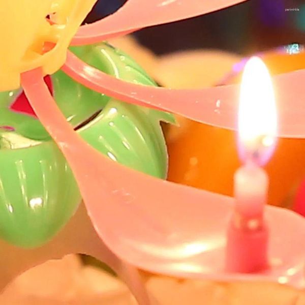 Titulares de velas Música Blossoms de flores duplas bolo de aniversário eletrônico rotativo eletrônico