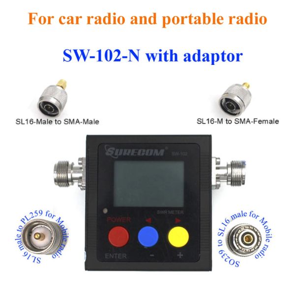 Radio New Surecom SW102 METER 125520 MHz Digital VHF/UHF Power SWR METER SW102 per radio a due vie