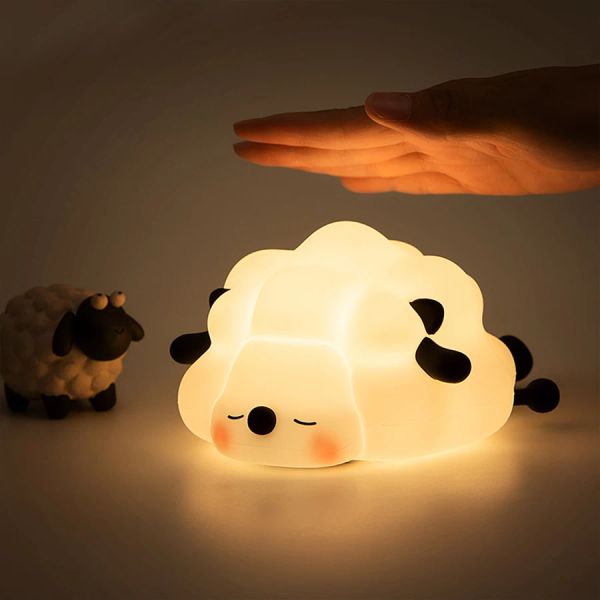 Little Sheep Silicone Night Light 3-Livel Regolable Children's Children Cine Creative Creative Good Light Souvenir Christmas Gift