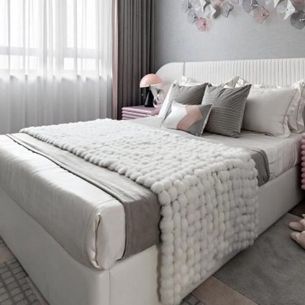 Decken große Größe Beige weiße echte Hautpelzbett -Decke Sofa Deckung Haustier Haustier