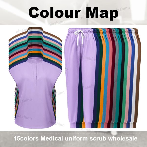 Niaahinn Scrubs Hot Sales Jogger Scrub Sets Women Women Color Solid Color Roupas de trabalho Roupos Labat