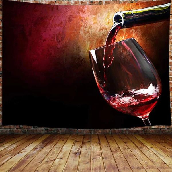 Camess kırmızı şarap tema dekor goblen vintage tarzı cam meslek sanat duvar yatak odası oturma odası kolej yurt tv fonu için asılı