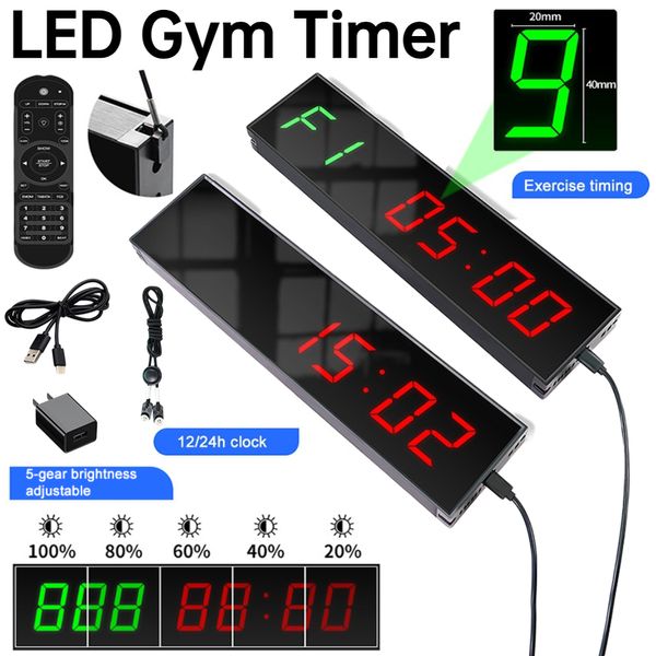 LED digitale Countdown -Uhr Wallmontierte Fitnessstudio -Timer mit Kleberhaken Digital Küchentimer Fernbedienung Sport Stoppuhr