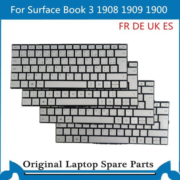 Teclados teclados originais para o Microsoft Surface Book 3 1900 1908 1909 13,5 polegadas UK de Fr Azerty ES