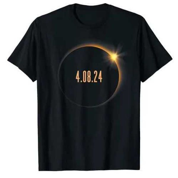Camisetas masculinas Spring total 4,08.24 Eclipse solar total 2024 T-shirt engraçado Astrônomo Graphic Tee Tops Cool Sleep Bloups nos Estados Unidos J240409