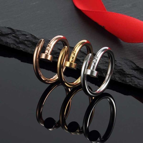 Anello per chiodi per abbigliamento per carto di van Bracciale per donne e uomini con anello nuziale di coppia d'oro intarsio con diamante per uomini in acciaio in acciaio in acciaio regalo che non svanisce