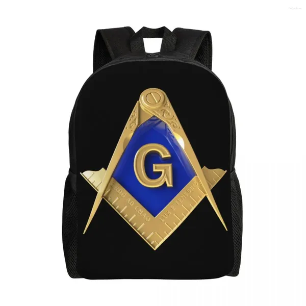 Backpack Freemason Gold Square Masonic Travel Women Men School Laptop Bookbag College Student Daypack -Taschen