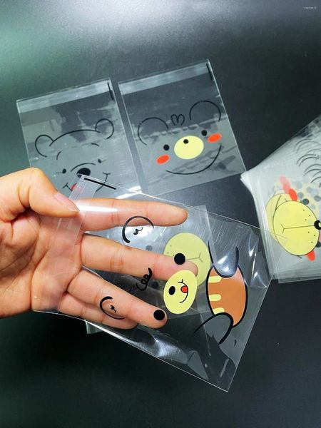 Wrap regalo 100pcs carino orso doodle Opp Transparent Opp Design Gifts Regali di piccole caramelle Borse decorative per il pacchetto