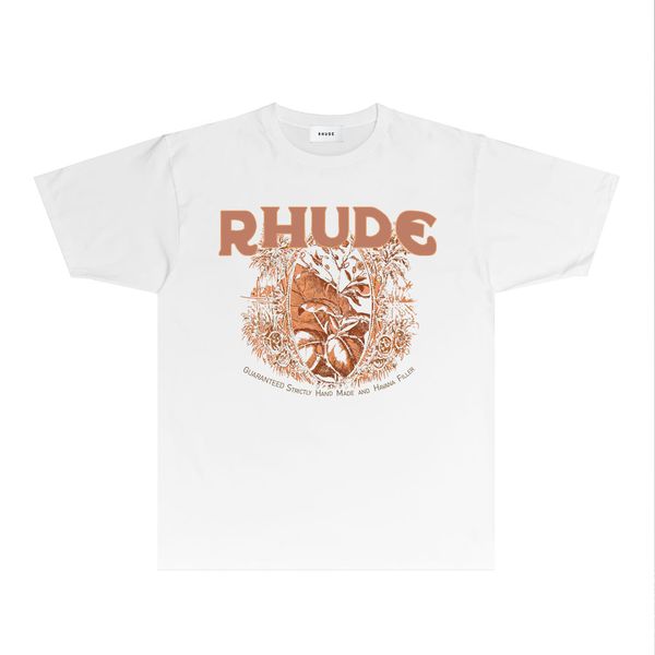 NEU RHUDE SOMMER THIRTS NEUE Designer-T-Shirts für Männer und Frauen Trendy Markenmode RH033 Pflanzenölmalerei gedruckt kurzarm T-Shirt Größe S-XXL