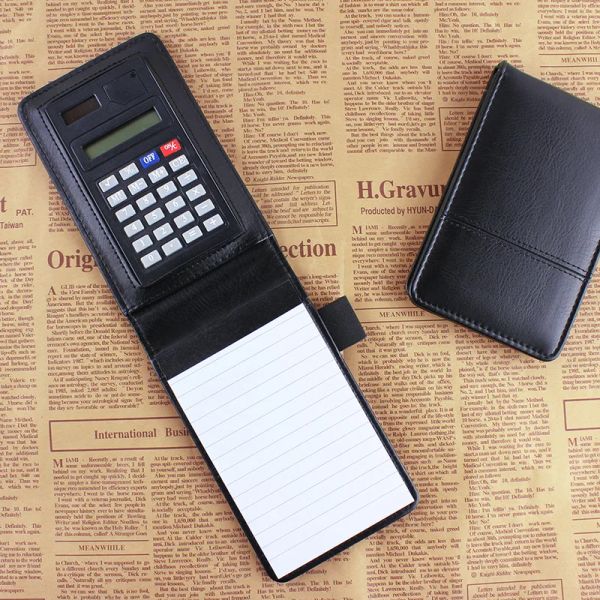 Notizbücher A7 kleines Notizbuch Mini PU Leder Multifunktion Büro Geschäft Portable Notepad Arbeitsplaner Note Buch mit Taschenrechner Memos