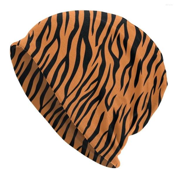 Beretti Tiger Strip Texture Pattern Animal Cap Autumn Inverno Berreni Cappello Uomo da donna Bonnet caldo per adulti Caldo a maglia