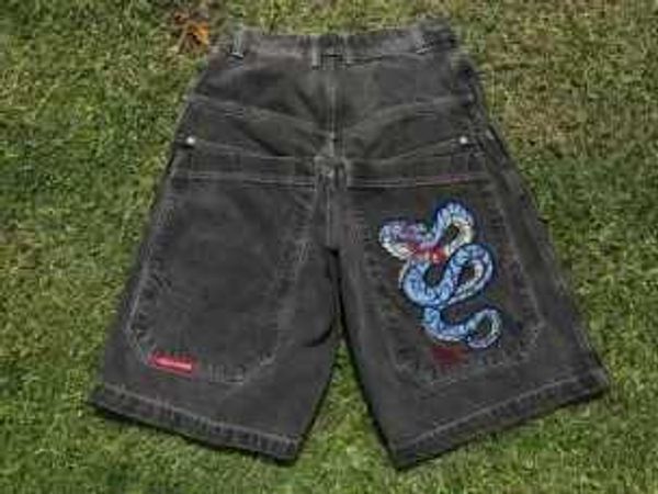 Мужские джинсы JNCO Шорты ретро готические рисунки печатные джинсы джинсы джинсы в стиле шорты в стиле хип -хоп -сумок летние пляжные джинсы jorts тренажерный зал 992