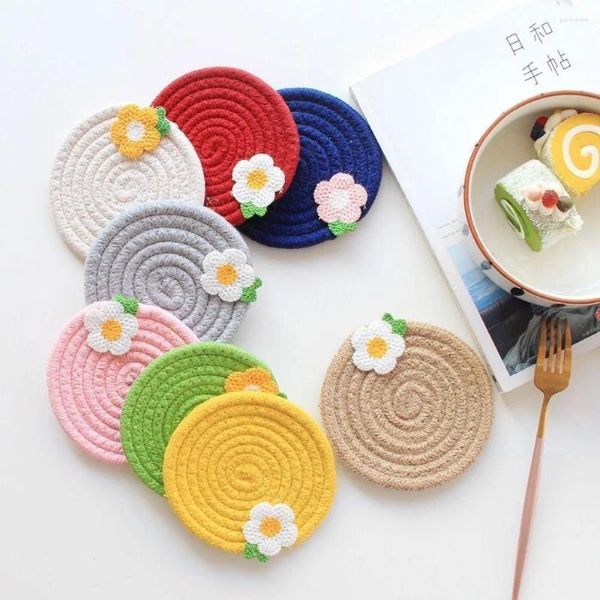Настольные коврики японская изоляционная накладка Портативная цветочная муша для ванной ватной ватной веревки
