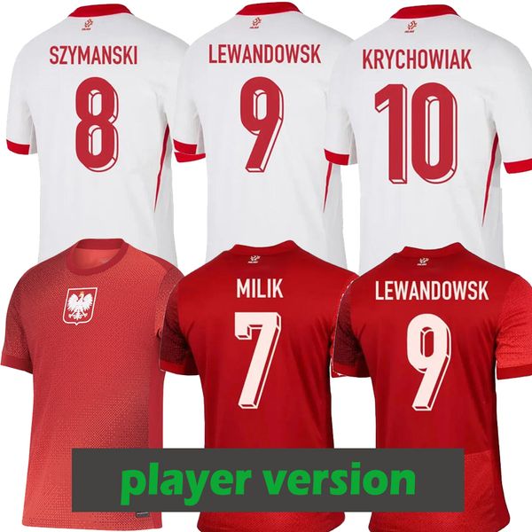 Lewandowski 2024 Jerseys de futebol da Polônia 24 25 Polonia Zielinski Milik Zalewski Szymanski Grosicki Polish Football Shirt Polen Uniform Player Version