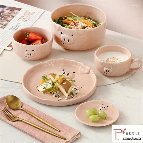 Миски 8-дюймовые милые чашевые чашки керамическая японская мультипликационная посуда дома творческая индивидуальность девушек едят завтрак для одного человека.