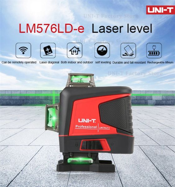 UNI-T Laser Nível 573 575 576 12 linhas 16 linhas 360 Medidor de ferramenta de nível de viga verde profissional com auto-nivelamento receptor