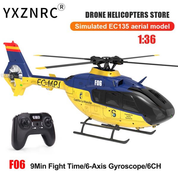 YXZNRC RC Helicopter F06 EC135 2.4G 6CH 6 ASSIS GIRO RTF Drive Direct 1:36 Drone