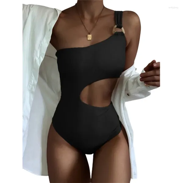 Damen Badebekleidung ausgeschnittene Taille Sexy One-Shoulder-Träger ein Stück Badeanzug Frauen enge Stretch einteilige Schwimmbadeanzüge