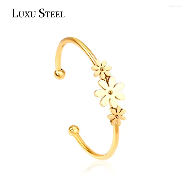 Bracciale lussuoso oro in oro fiore pianta pulseira mujer indossa quotidianamente in acciaio inossidabile braccialetti di braccialetti di moda